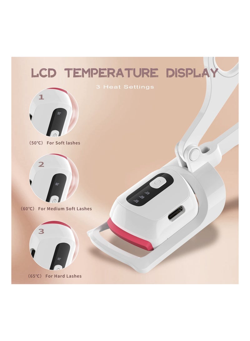 Excefore Rechargeable Heated Lash Curler for Natural Lashes with Quick Pre Heat (White) - Image 3