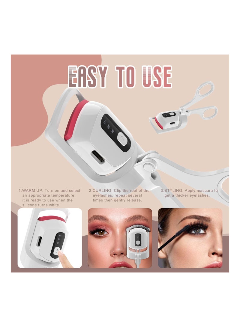 Excefore Rechargeable Heated Lash Curler for Natural Lashes with Quick Pre Heat (White) - Image 5