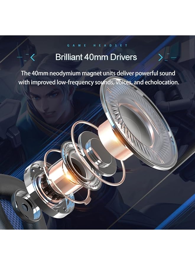 Excefore Stereo Pro Gaming Headset With Enc Noise Cancelling Microphone Led Light Surround Sound And Soft Memory Earmuffs For Ps5 Ps4 For Xbox One Switch Pc Laptop Mobilephone Red - Image 3