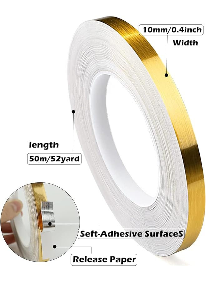 joyzzz Metalized Tape Floor Tiles Peel And Stick Graphic Art Tape Self Adhesive Wall Molding Trim With Vibrant Mirror Like Finish Waterproof Gap Sealing Foil Decorative Tape For Wall Kitchen Gold  - Image 5