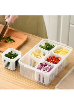 ShebSheb Food Storage Containers with Lids Fruit&Veggie Tray with 6pcs Small Dividers Plastic Storage Bins  - Image 3