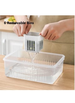 ShebSheb Food Storage Containers with Lids Fruit&Veggie Tray with 6pcs Small Dividers Plastic Storage Bins  - Image 4
