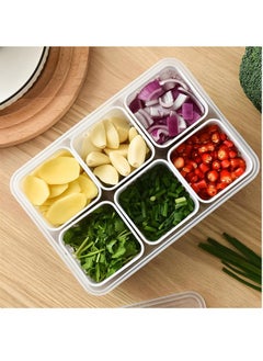 ShebSheb Food Storage Containers with Lids Fruit&Veggie Tray with 6pcs Small Dividers Plastic Storage Bins  - Image 2