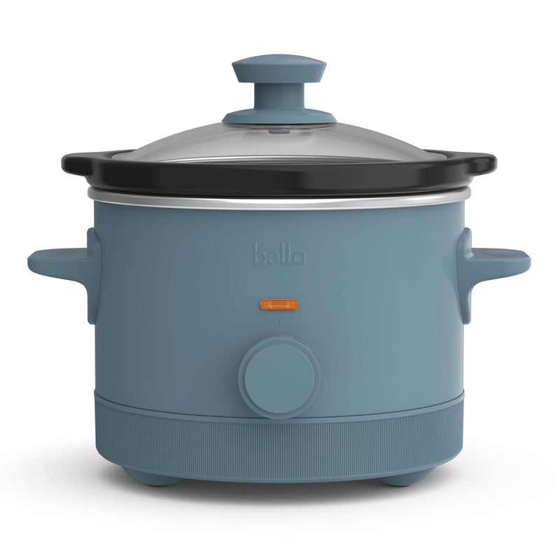 bella 1.5 Qt Slow Cooker with 3 Heat Manual Control, Ceramic Nonstick Coating, Dishwasher Safe Stoneware Pot and Tempered Glass Lid, Tangle Free Cord Wrap & Cool Touch Handles, Surf - Image 1
