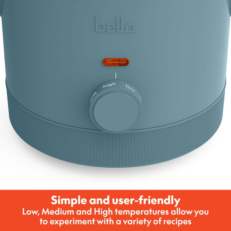 bella 1.5 Qt Slow Cooker with 3 Heat Manual Control, Ceramic Nonstick Coating, Dishwasher Safe Stoneware Pot and Tempered Glass Lid, Tangle Free Cord Wrap & Cool Touch Handles, Surf - Image 2