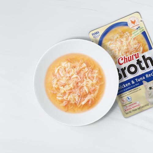 INABA Churu Broth for Cats, Side Dish Pouch, 1.4 Ounces per Pouch, 12 Pouches, Chicken with Salmon Recipe - Image 3