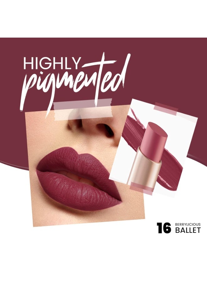 MARS Creamy Matte Long Lasting Lipstick for Women | Creamy Lipstick | Single Swipe Application | Smooth & Light Weight (3.2 gm) (16-Berrylicious Ballet) - Image 3
