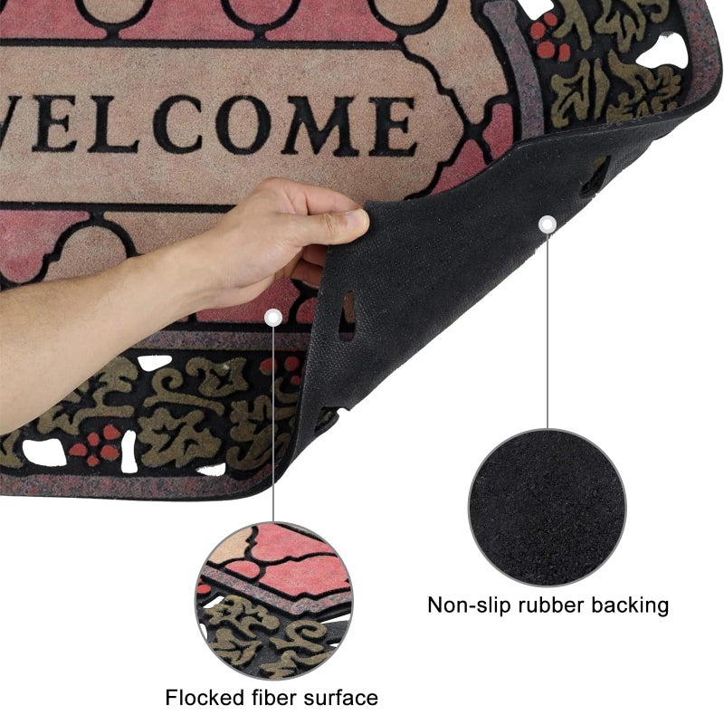 CHICHIC Entrance Door Mat Large 24 x 36 Inch Entry Way Doormat Front Door Rugs Outdoors Heavy Duty Welcome Mat Non Slip Rubber Back Low Profile for Garage, Patio, High Traffic Area, Small Flower - Image 4