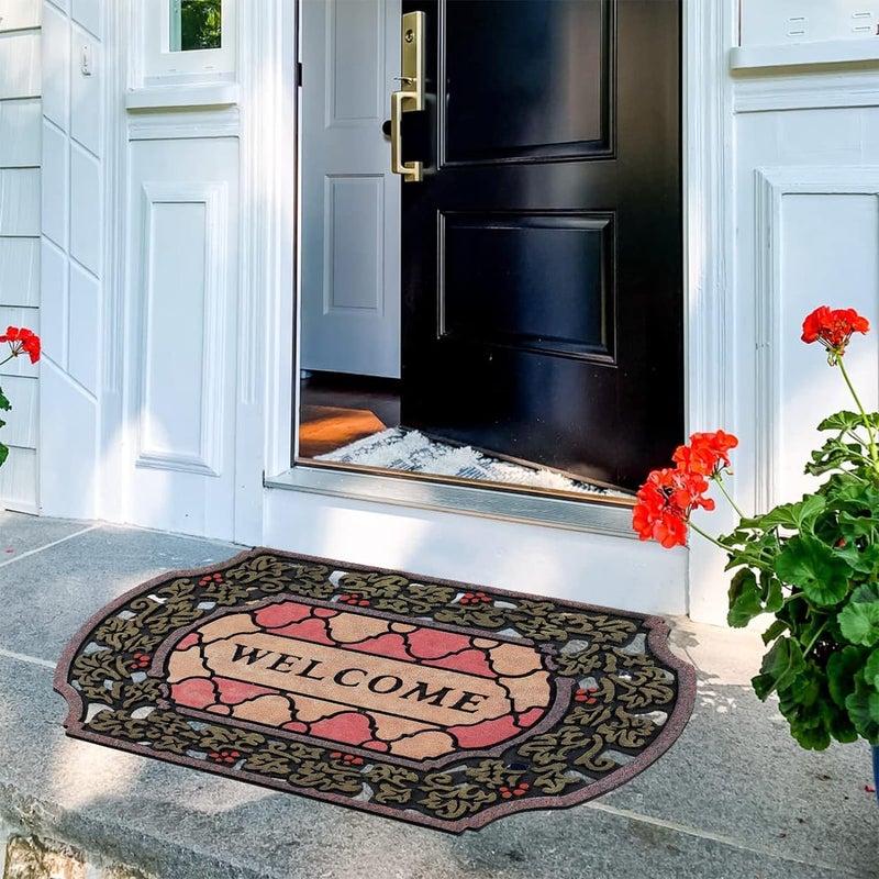CHICHIC Entrance Door Mat Large 24 x 36 Inch Entry Way Doormat Front Door Rugs Outdoors Heavy Duty Welcome Mat Non Slip Rubber Back Low Profile for Garage, Patio, High Traffic Area, Small Flower - Image 2