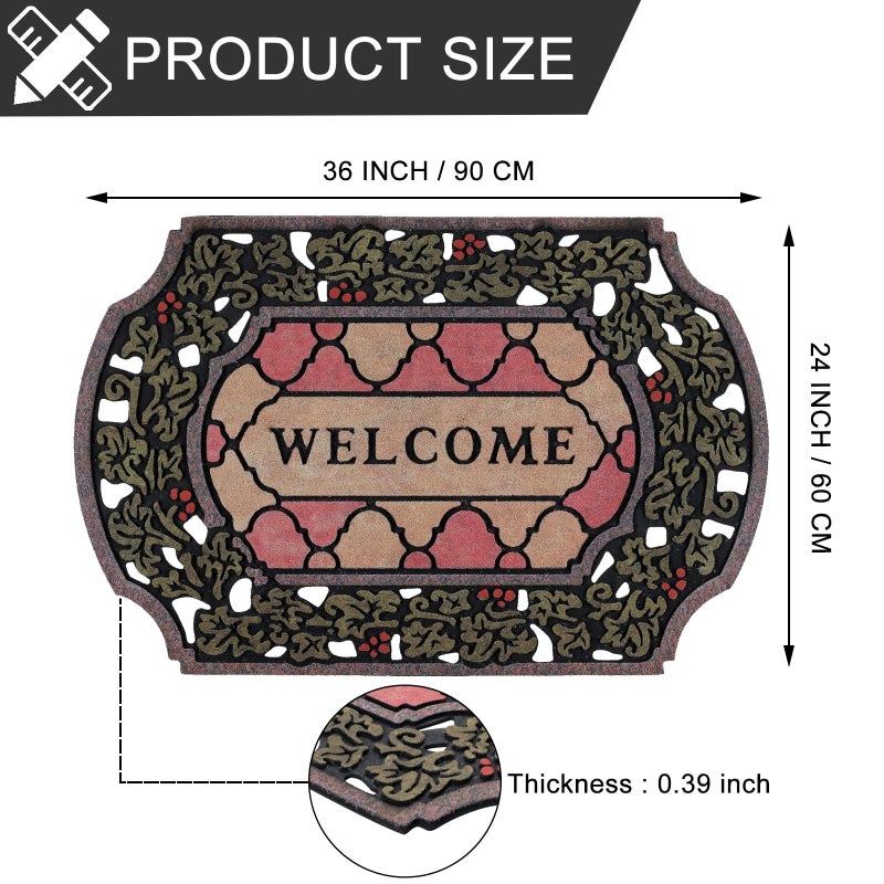 CHICHIC Entrance Door Mat Large 24 x 36 Inch Entry Way Doormat Front Door Rugs Outdoors Heavy Duty Welcome Mat Non Slip Rubber Back Low Profile for Garage, Patio, High Traffic Area, Small Flower - Image 3