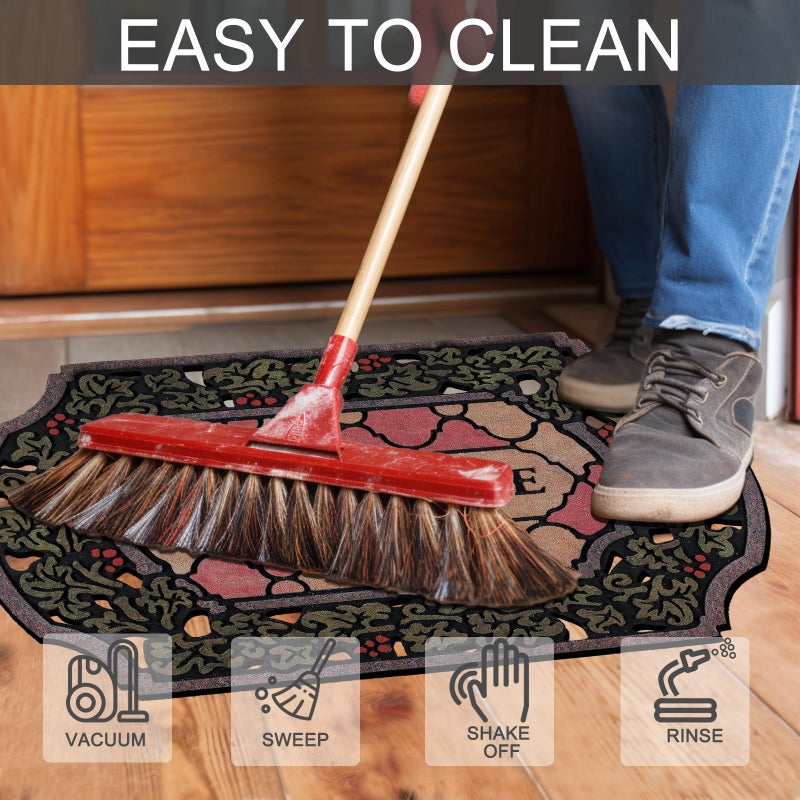 CHICHIC Entrance Door Mat Large 24 x 36 Inch Entry Way Doormat Front Door Rugs Outdoors Heavy Duty Welcome Mat Non Slip Rubber Back Low Profile for Garage, Patio, High Traffic Area, Small Flower - Image 5