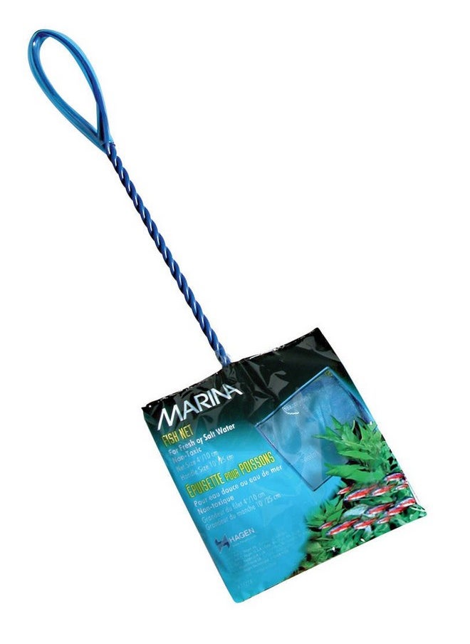 Marina Marina 4-Inch Blue Fine Nylon Net with 10-Inch Handle, Aquarium Maintenance Tool, Blue, 11274  - Image 1