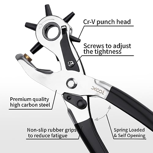 XOOL Belt Hole Puncher for Leather, Precision Multi-Size Leather Hole Punch for Watch Bands, Straps, Collars, Saddles, Shoes, Fabric, DIY Home, Craft Projects - Image 5