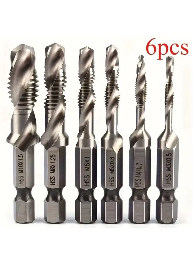 6pcs Golden HSS Drill Bit Set M3 M4 M5 M6 M8 M10 Tap For Screw Tapping Countersinking Precision Drilling - Image 4