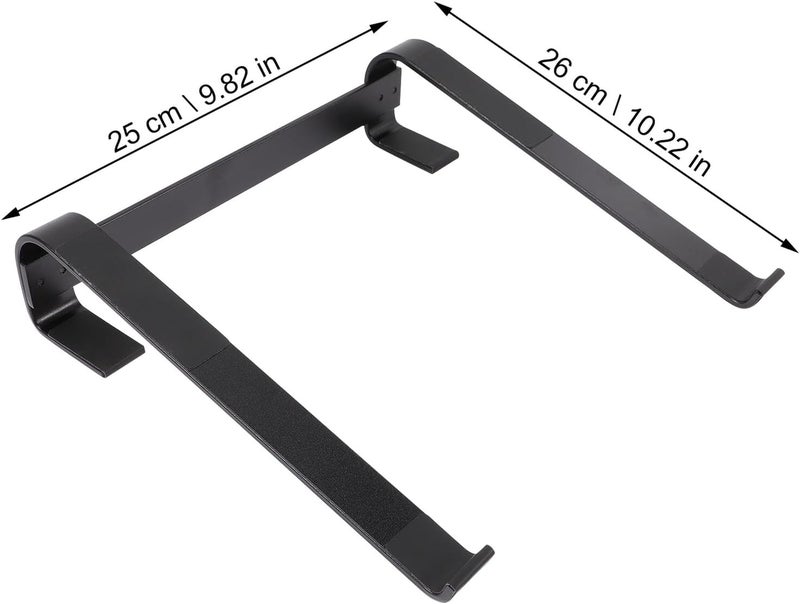 Multipurpose Aluminum Laptop Stand Cooler Holder with Ventilated Design for Desk Use, Portable Notebook Riser Support in Black - Image 2