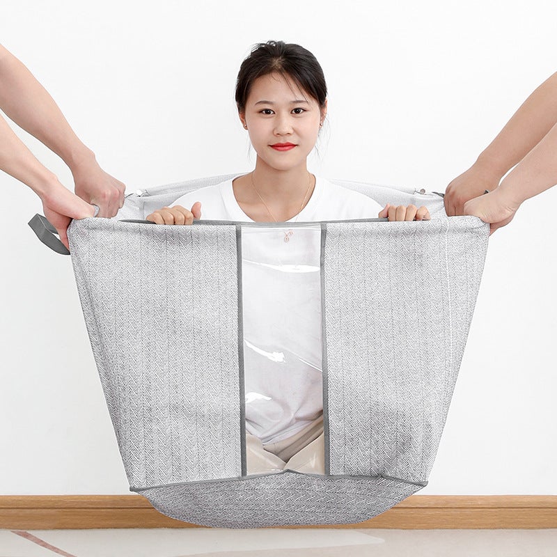 Storage Bag Window Gray Arrow Zipper Cotton Quilt Bag Large Capacity Home Storage Clothes Cotton Quilt Packaging Moving - Image 4
