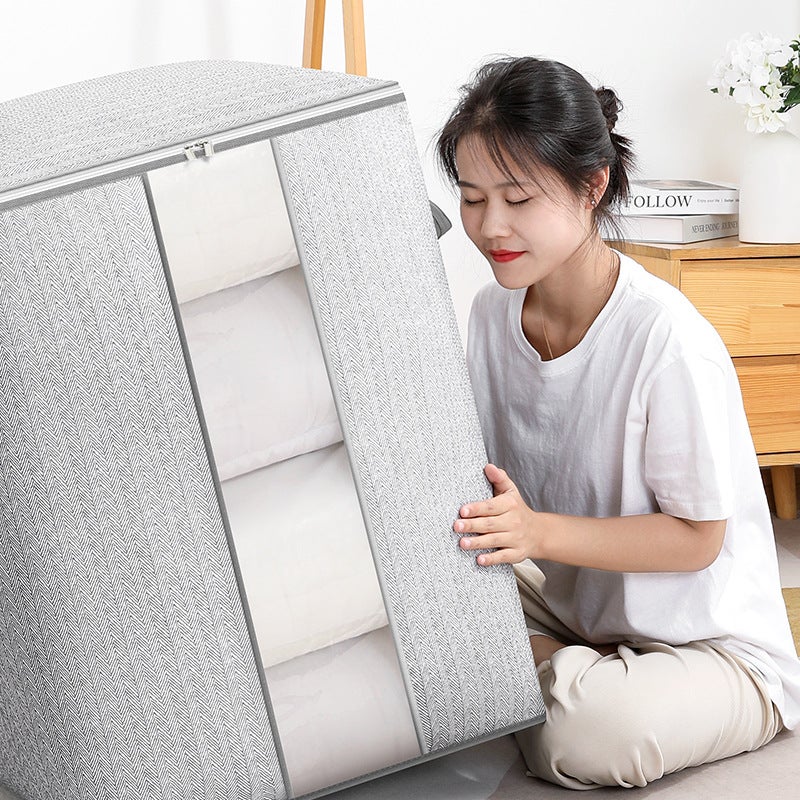 Storage Bag Window Gray Arrow Zipper Cotton Quilt Bag Large Capacity Home Storage Clothes Cotton Quilt Packaging Moving - Image 3