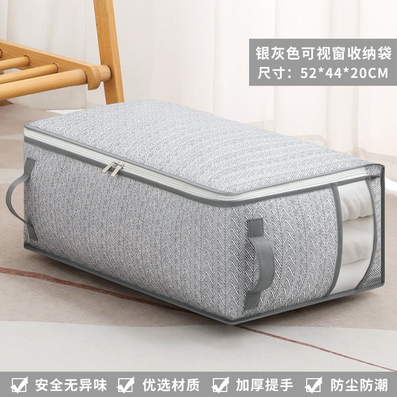 Storage Bag Window Gray Arrow Zipper Cotton Quilt Bag Large Capacity Home Storage Clothes Cotton Quilt Packaging Moving - Image 1