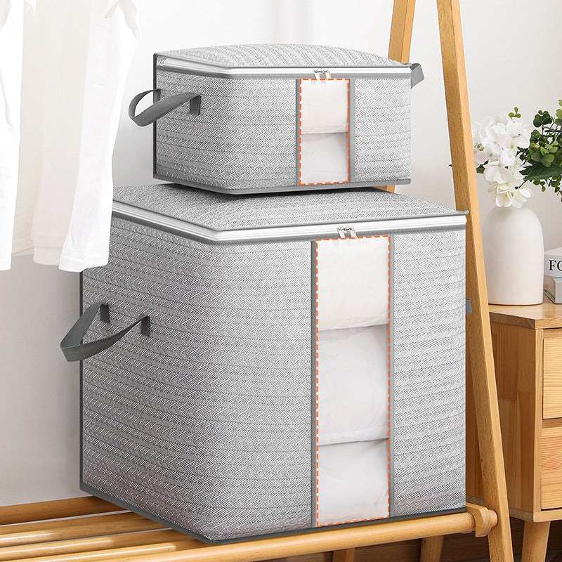 Storage Bag Window Gray Arrow Zipper Cotton Quilt Bag Large Capacity Home Storage Clothes Cotton Quilt Packaging Moving - Image 2