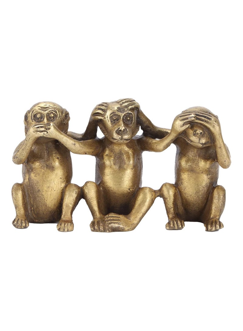 KASTWAVE Brass Monkeys Statue, 3 Wise Monkeys Statues no Evil See no Evil Speak no Evil Figurine, Gold Modern Table Decor  - Image 1