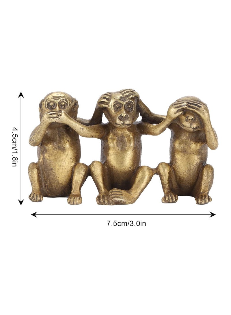KASTWAVE Brass Monkeys Statue, 3 Wise Monkeys Statues no Evil See no Evil Speak no Evil Figurine, Gold Modern Table Decor  - Image 5