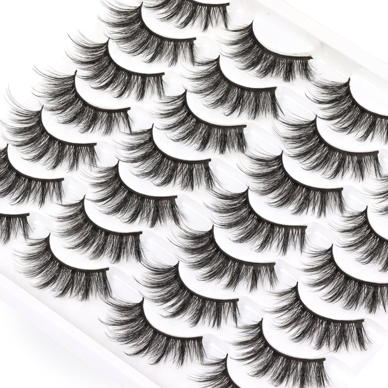 Losha Eyelashes Natural Look Faux Mink Lashes Pack Handmade Fluffy False Eyelashes 14 Pairs Cat Eye Lashes (54) - Image 4