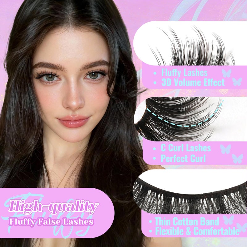 Losha Eyelashes Natural Look Faux Mink Lashes Pack Handmade Fluffy False Eyelashes 14 Pairs Cat Eye Lashes (54) - Image 3