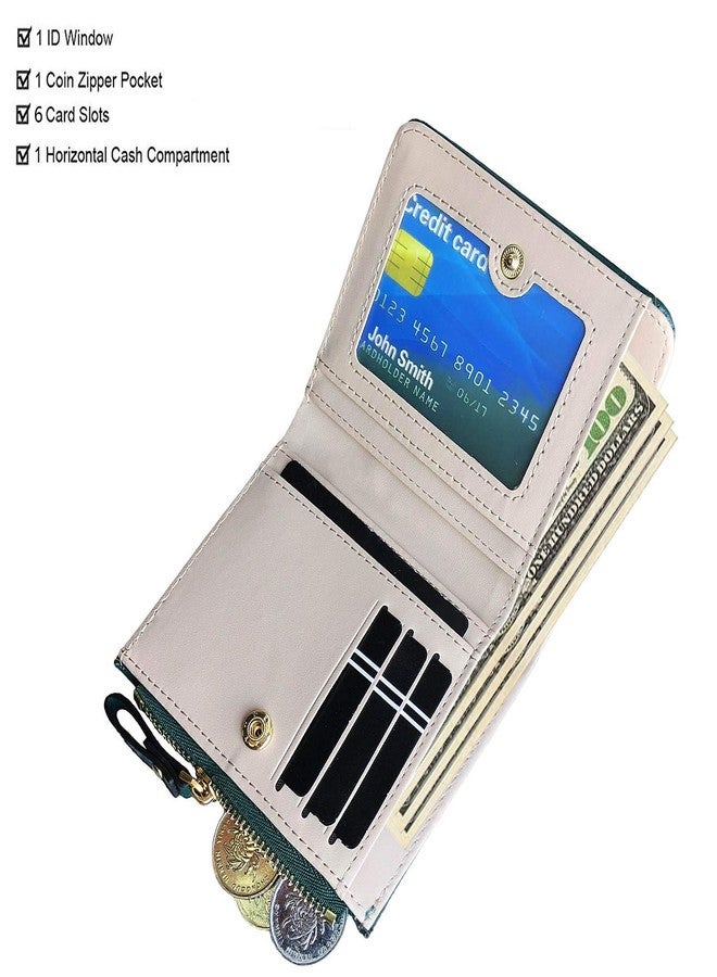 AOXONEL Girls Wallet Small Bifold Womens Wallets Rfid,Compact Female Cute Mini Zipper Coin Card Purse for Teen Girl Kids (Green) - Image 2