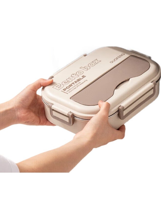Guofeng 304 Stainless Steel Lunch Box For Office Workers And Students, Microwave Safe, Bento Box With Utensils, Two Compartments, 1000Ml - Image 3