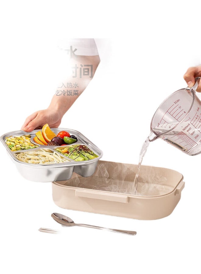 Guofeng 304 Stainless Steel Lunch Box For Office Workers And Students, Microwave Safe, Bento Box With Utensils, Two Compartments, 1000Ml - Image 2