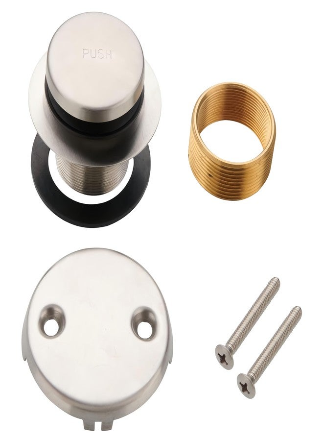 BlueStars Tip-Toe Tub Trim Kit Set with Two-Hole Overflow Faceplate - US Standard Size Fits 1.40"-1.50" Holes - Complete Kit with Fine/Coarse Thread - Universal Bathtub Conversion Kit - Brushed Nickel - Image 1