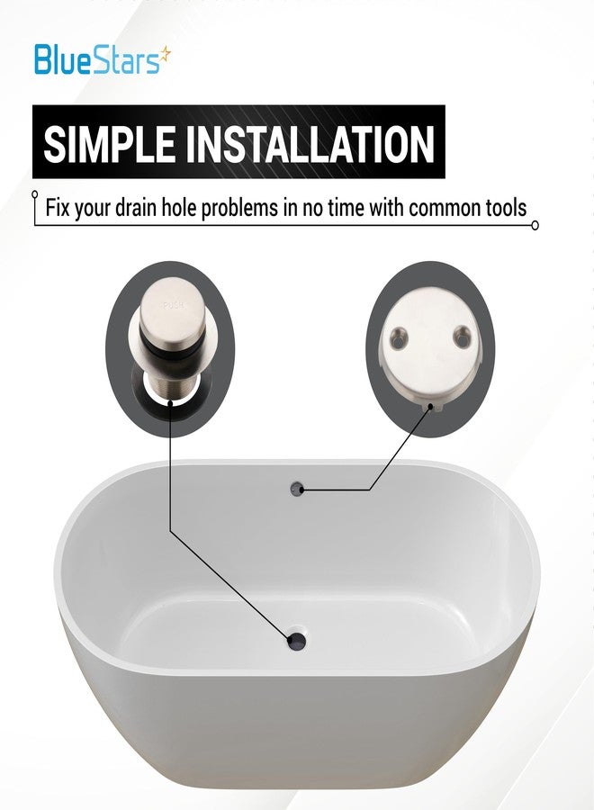 BlueStars Tip-Toe Tub Trim Kit Set with Two-Hole Overflow Faceplate - US Standard Size Fits 1.40"-1.50" Holes - Complete Kit with Fine/Coarse Thread - Universal Bathtub Conversion Kit - Brushed Nickel - Image 5