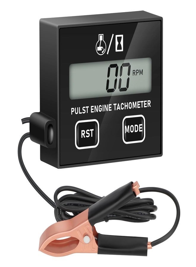 Linkstyle Little Tachometer, Digital Tachometer Tach Gauge Reset Function Equipped with Clip, Inductive Hour Meter for 2 Stroke & 4 Stroke Small Engine, for Cropper Generator Lawn Mower RV ATV and More - Image 1