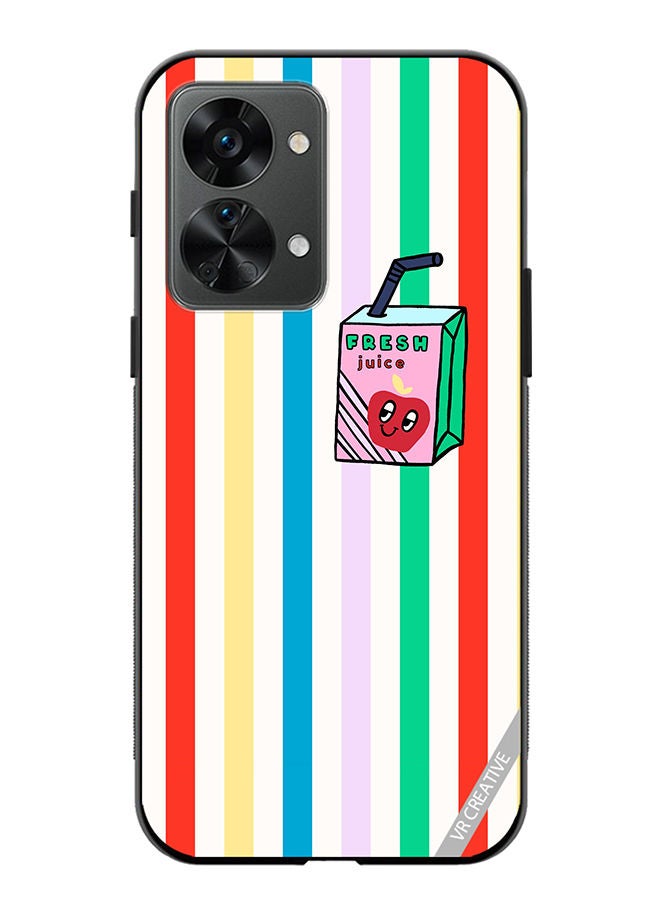 VR CREATIVE Protective Case Cover For OnePlus Nord 2T Summer Stripe Fresh Juice Apple Fruit Design Multicolour - Image 1