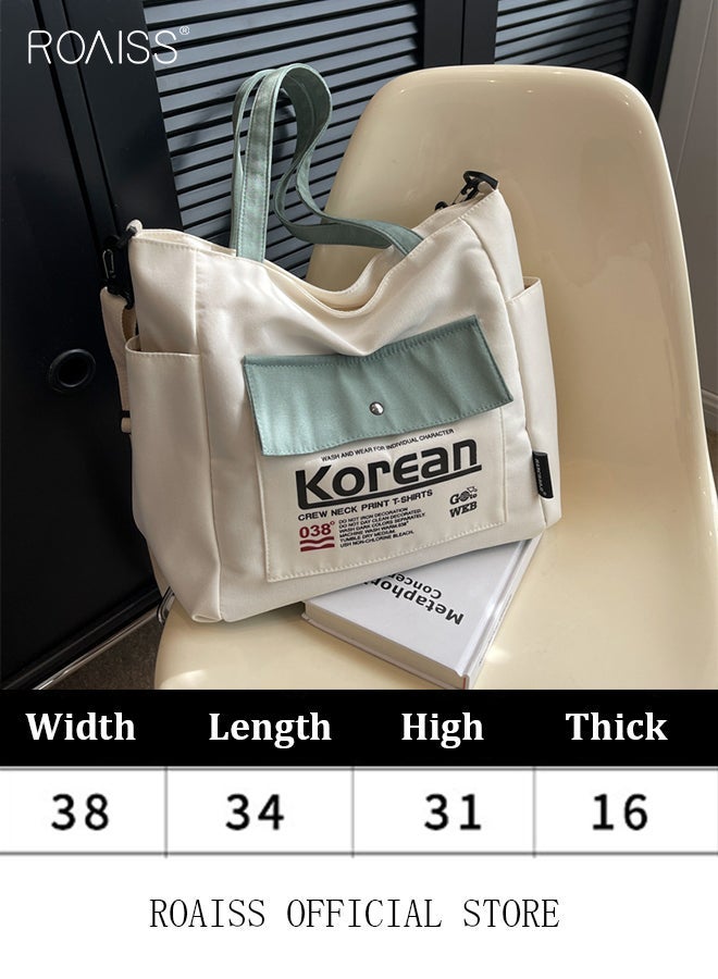 roaiss Large Capacity Shoulder Bag Durable Macaron Color Scheme Smooth Zipper Tote Bag - Image 5