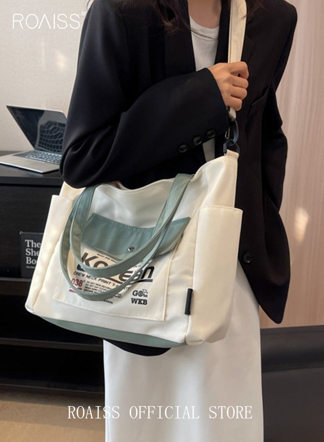 roaiss Large Capacity Shoulder Bag Durable Macaron Color Scheme Smooth Zipper Tote Bag - Image 1