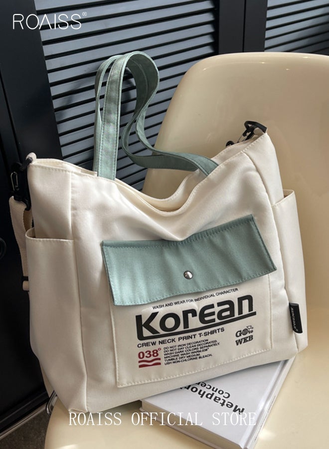roaiss Large Capacity Shoulder Bag Durable Macaron Color Scheme Smooth Zipper Tote Bag - Image 2