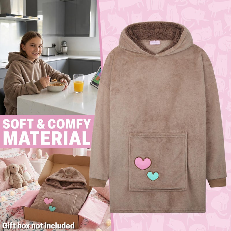 Get Trend Pusheen Wearable Blanket Hoodie for Girls, Teens, Oversized Hoodie Blanket, Fleece Loungewear, Cute Gifts for Girls - Image 4