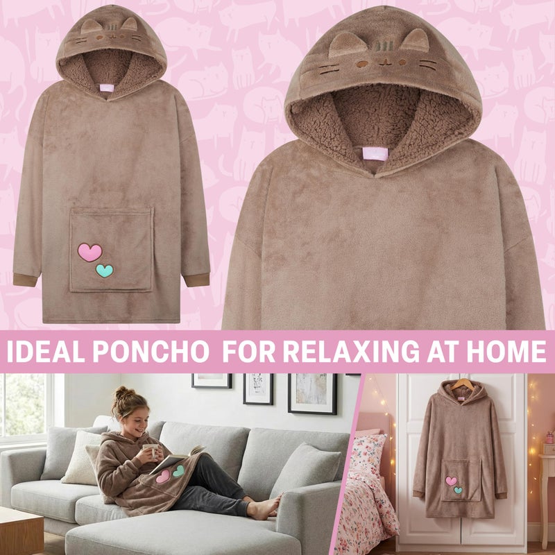 Get Trend Pusheen Wearable Blanket Hoodie for Girls, Teens, Oversized Hoodie Blanket, Fleece Loungewear, Cute Gifts for Girls - Image 2