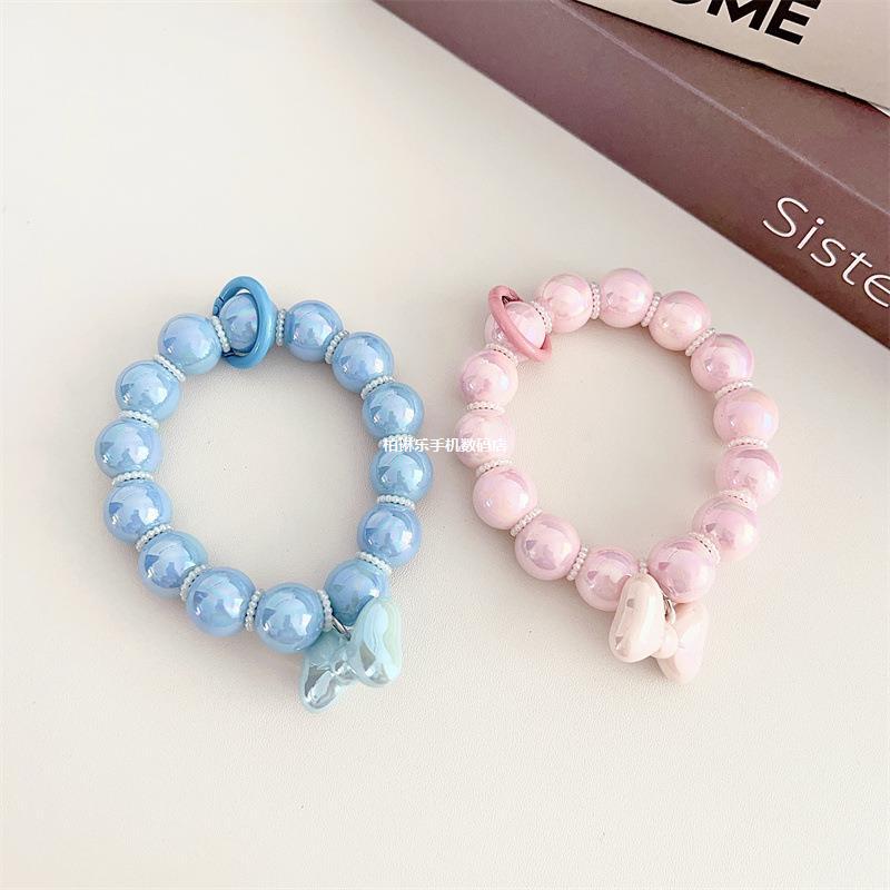 17Air جديد Bowknot ملونة الخرز الهاتف سلسلة بسيطة قصيرة الهاتف الحبل حلوى لون الهاتف - Image 4