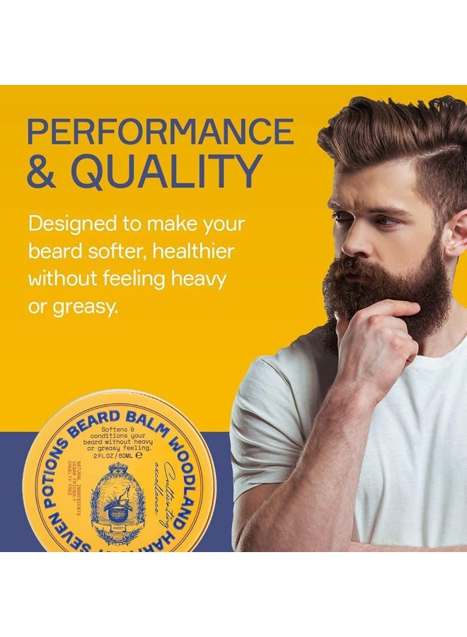 Seven Potions Beard Balm 2 oz. 100% Natural Softener with Jojoba Oil - Nourishes, Softens, Stops Itch, and Leaves Healthy Shiny Beard (Woodland Harmony) - Image 5