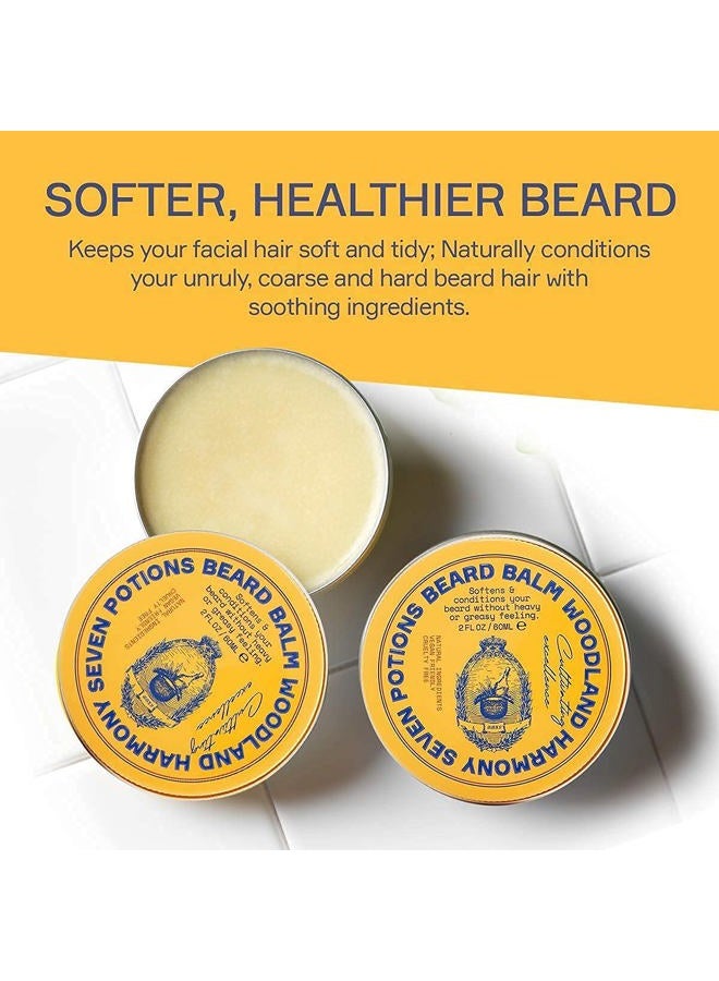 Seven Potions Beard Balm 2 oz. 100% Natural Softener with Jojoba Oil - Nourishes, Softens, Stops Itch, and Leaves Healthy Shiny Beard (Woodland Harmony) - Image 2