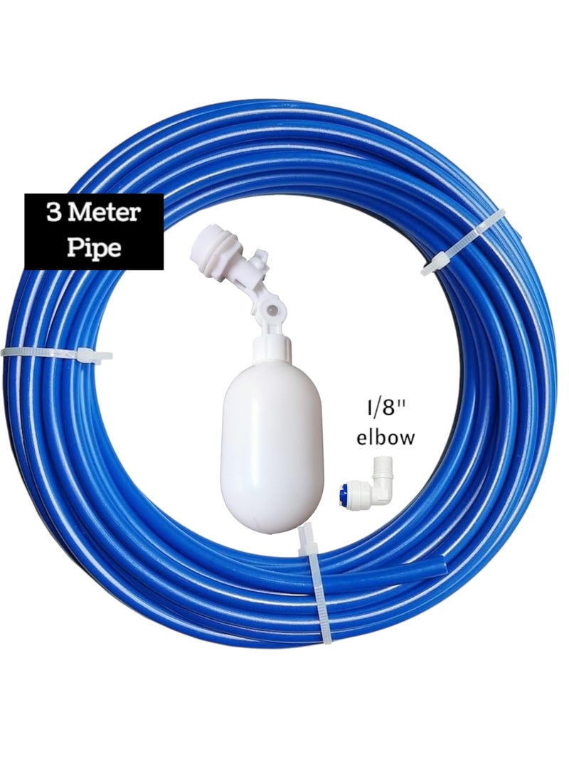 AQUALIQUID RO Float Ball Valve Shut off Float and 3 Meter Blue Pipe For Dispenser Pot (Dispenser float + 3 meter Blue pipe + 1 elbow) - Image 2