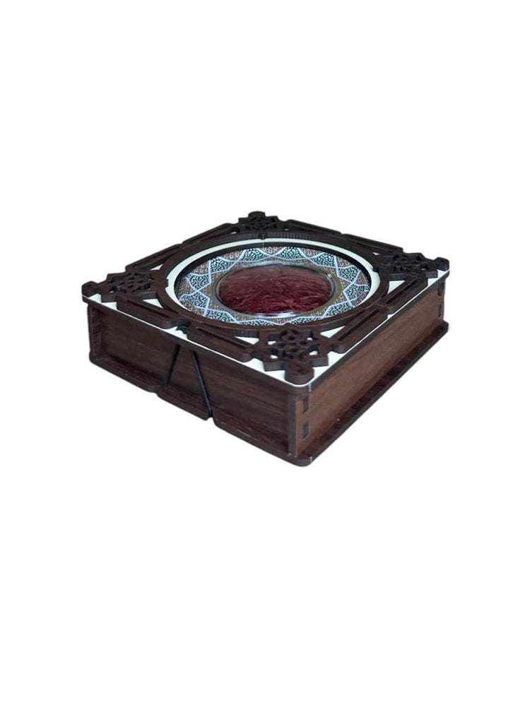 ZARCHIN Z11/Wooden Storage Box with Tin Container , 9x9x3cm , 1gm Super Negin Saffron  - Image 1
