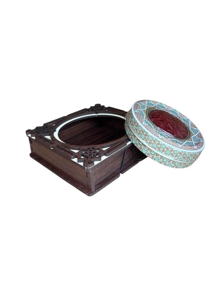 ZARCHIN Z11/Wooden Storage Box with Tin Container , 9x9x3cm , 1gm Super Negin Saffron  - Image 2