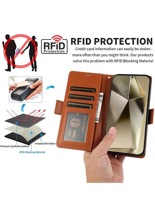 S-TOP Case For Samsung Galaxy S24 Ultra 5G Side Buckle RFID Anti-theft Leather Phone Case - Image 3