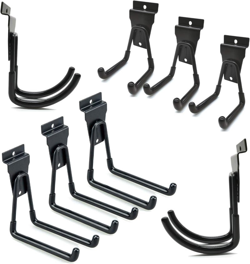 ATOOLA Slatwall Hooks - Black Garage Accessories, 8 Pack - Image 1
