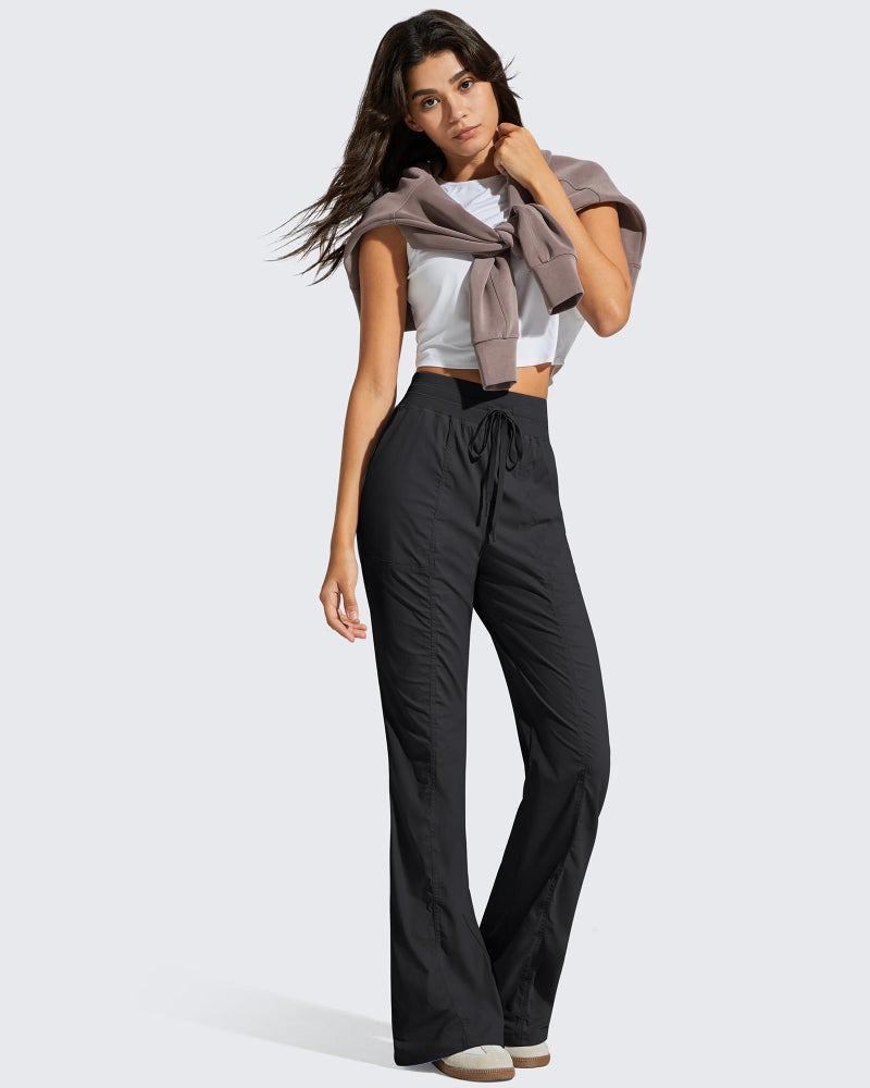 G4Free Lounge Pant for Women Soft Stretch High Waist Drawstring Flare Leggings with Pockets Casual (Black,L,30'') - Image 5