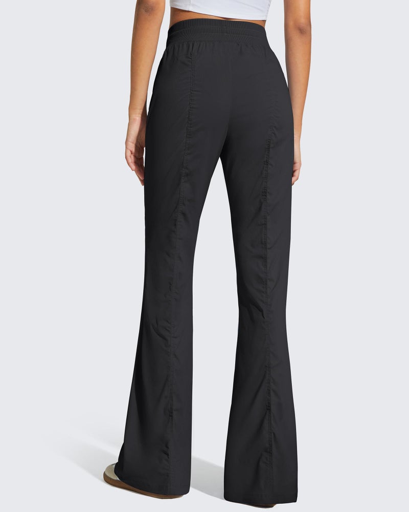 G4Free Lounge Pant for Women Soft Stretch High Waist Drawstring Flare Leggings with Pockets Casual (Black,L,30'') - Image 2