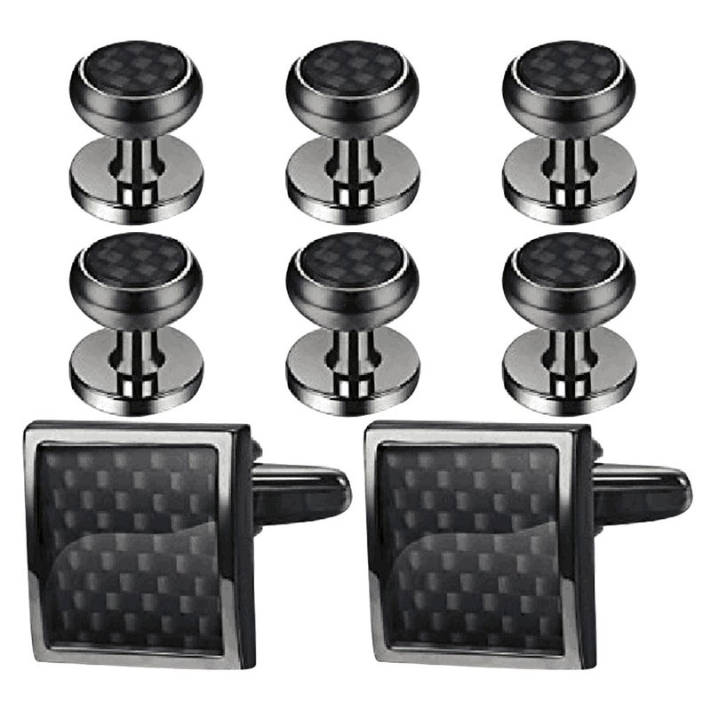 8pcs Wedding And Set Men Black Cuffs Links With Box For Wedding Party Groom Groomsmen Elegant Business Shirts Formal Events Tuxedo Accessories - Image 3